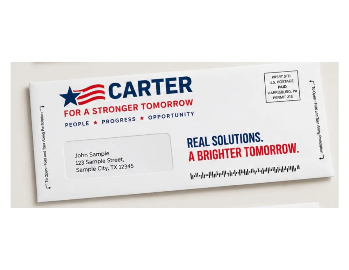 Political snap pack mailer design example