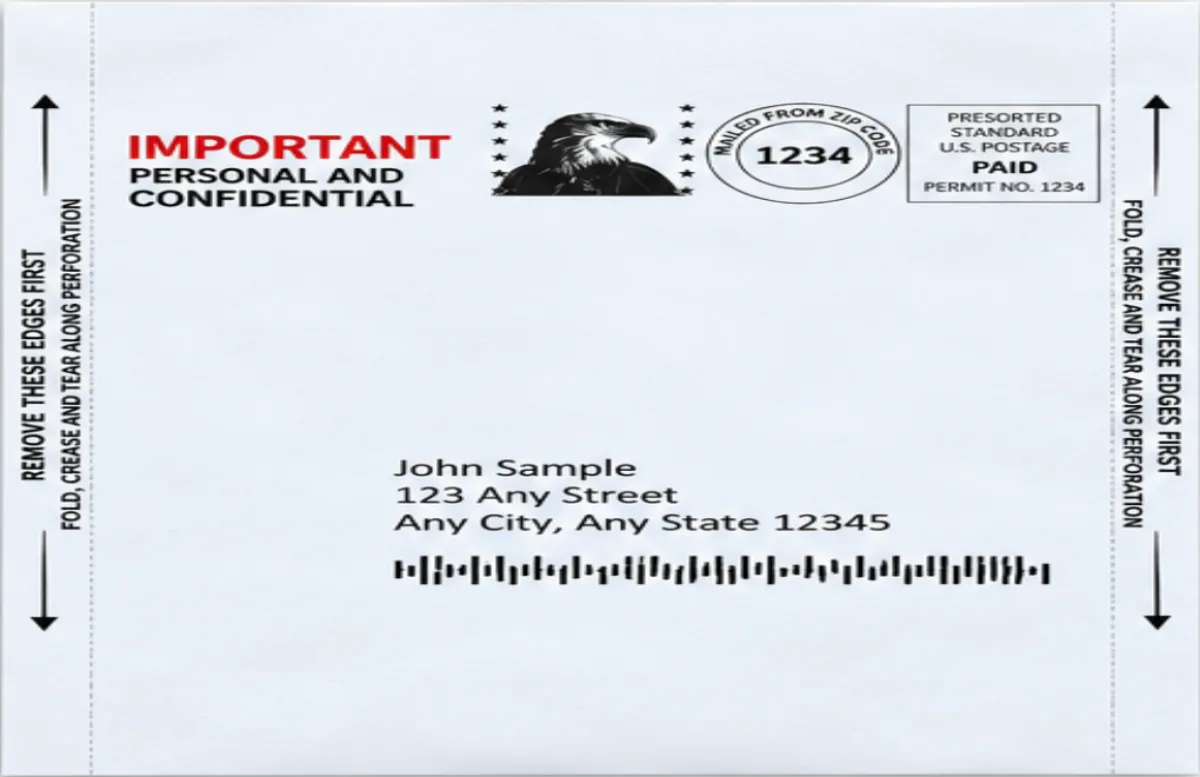 Half fold snap pack mailer with personal and confidential exterior